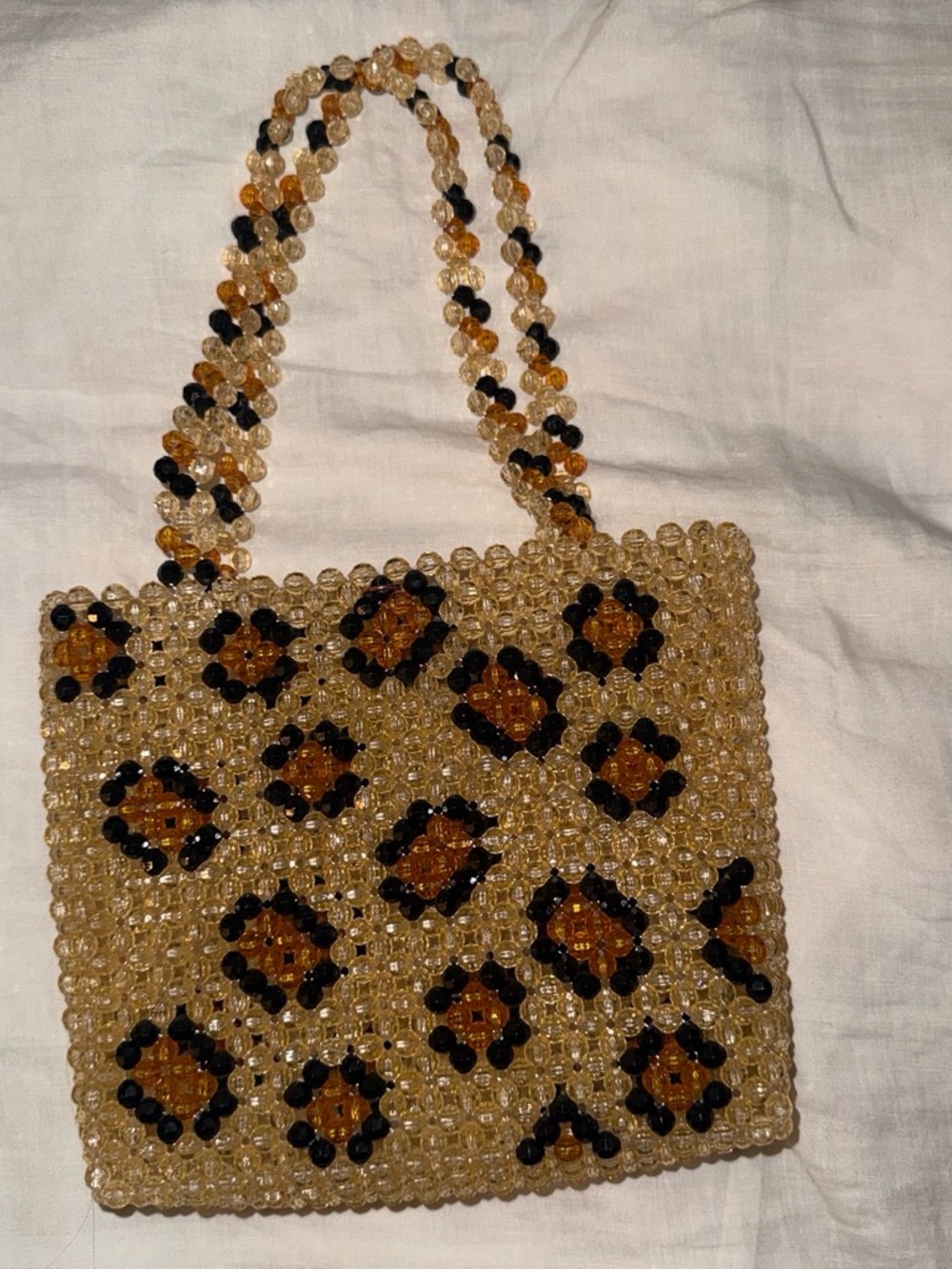 Susan Alexandra Beaded Mini Bag in Amber and Black